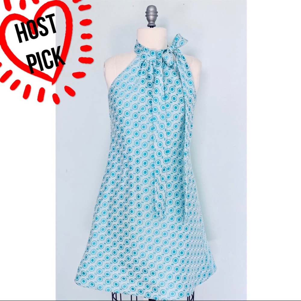NWT Tish Cox “Courtney” Blue Geo Dress Small